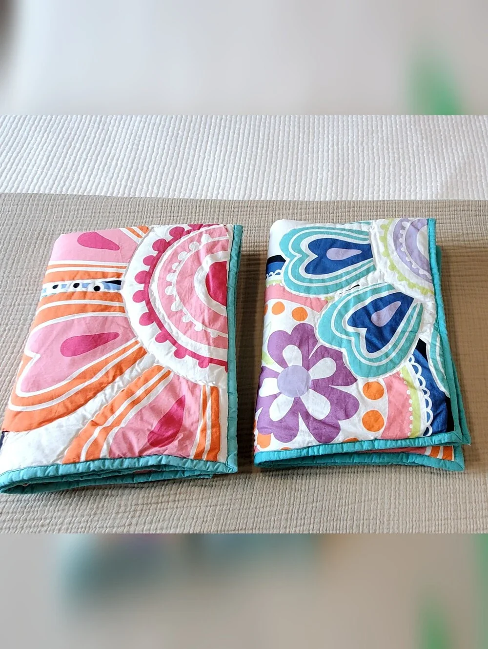 Pottery Barn Teen Cotton Quilted Retro Floral Pillow Sham Set, Standard, EUC